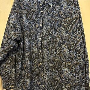 Roundtree & Yorke Navy Paisley Cotton Shirt